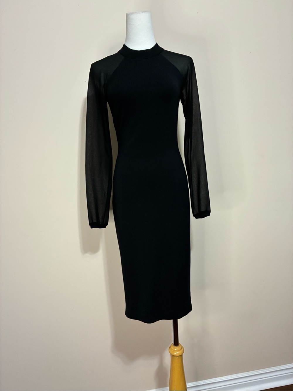 Ted Baker Wrenti Black Sheer-Sleeve Midi Dress